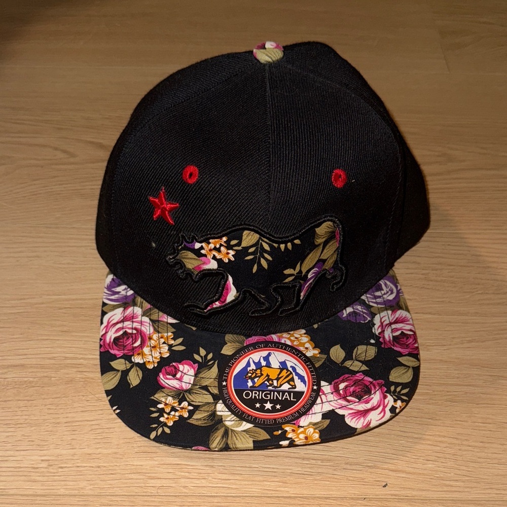 Floral Black Cali Snapback Hat